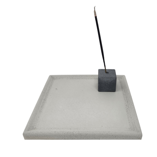5" Incense Burner | Concrete Square Tray | Abalone