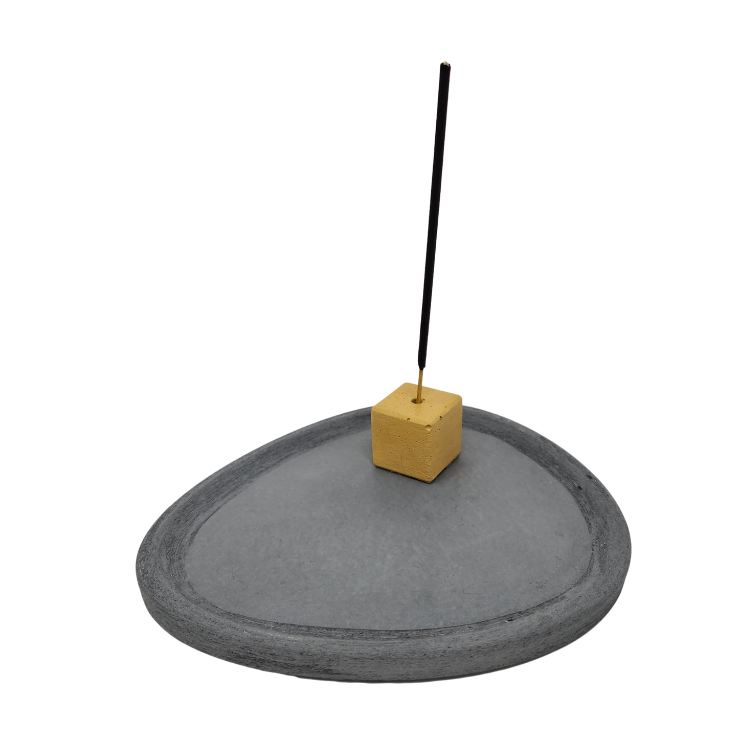 6" Incense Burner | Concrete Irregular Tray + Cube | Shadow