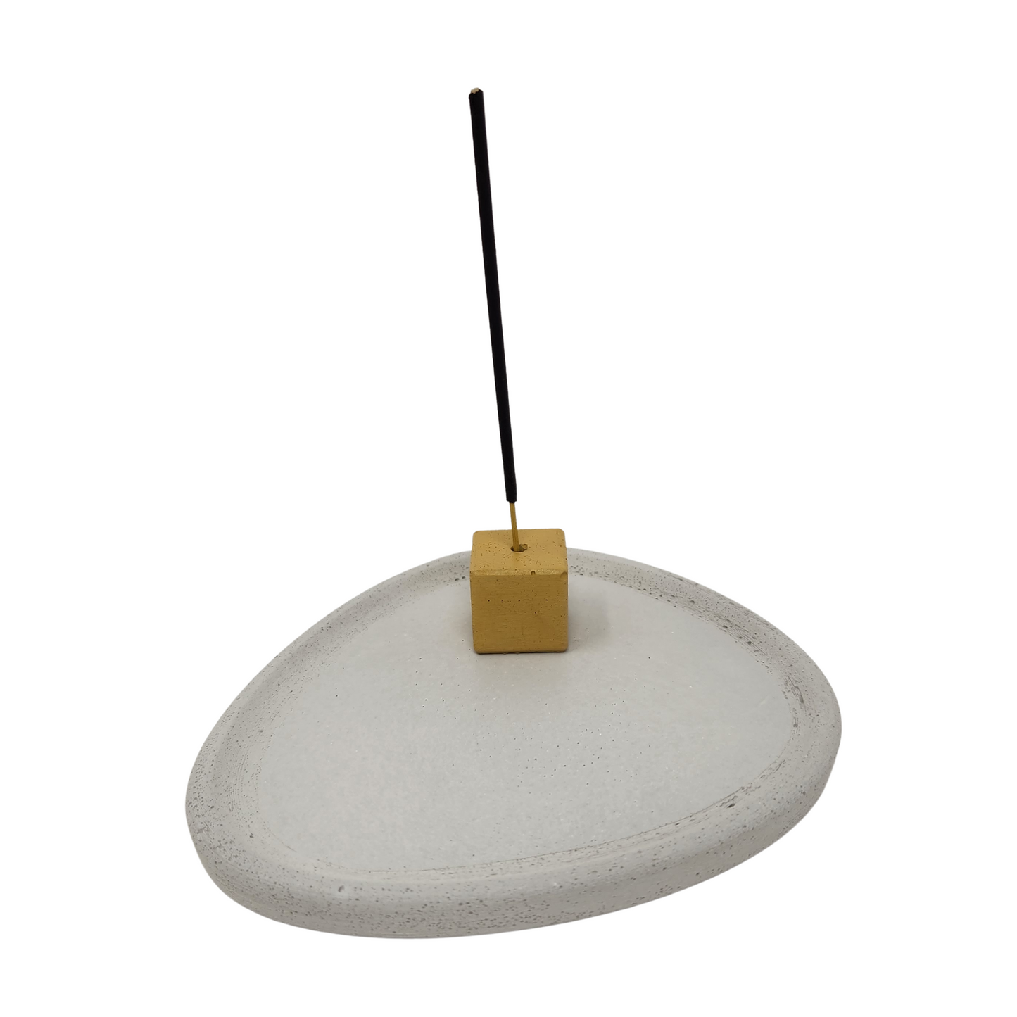 6" Incense Burner | Concrete Irregular Tray + Cube | Abalone