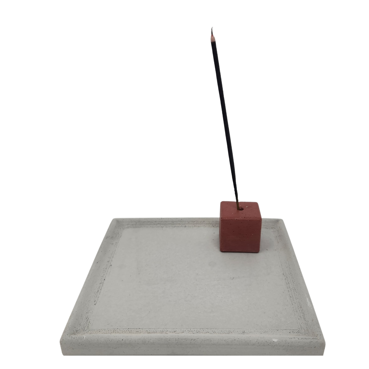 5" Incense Burner | Concrete Square Tray | Natural