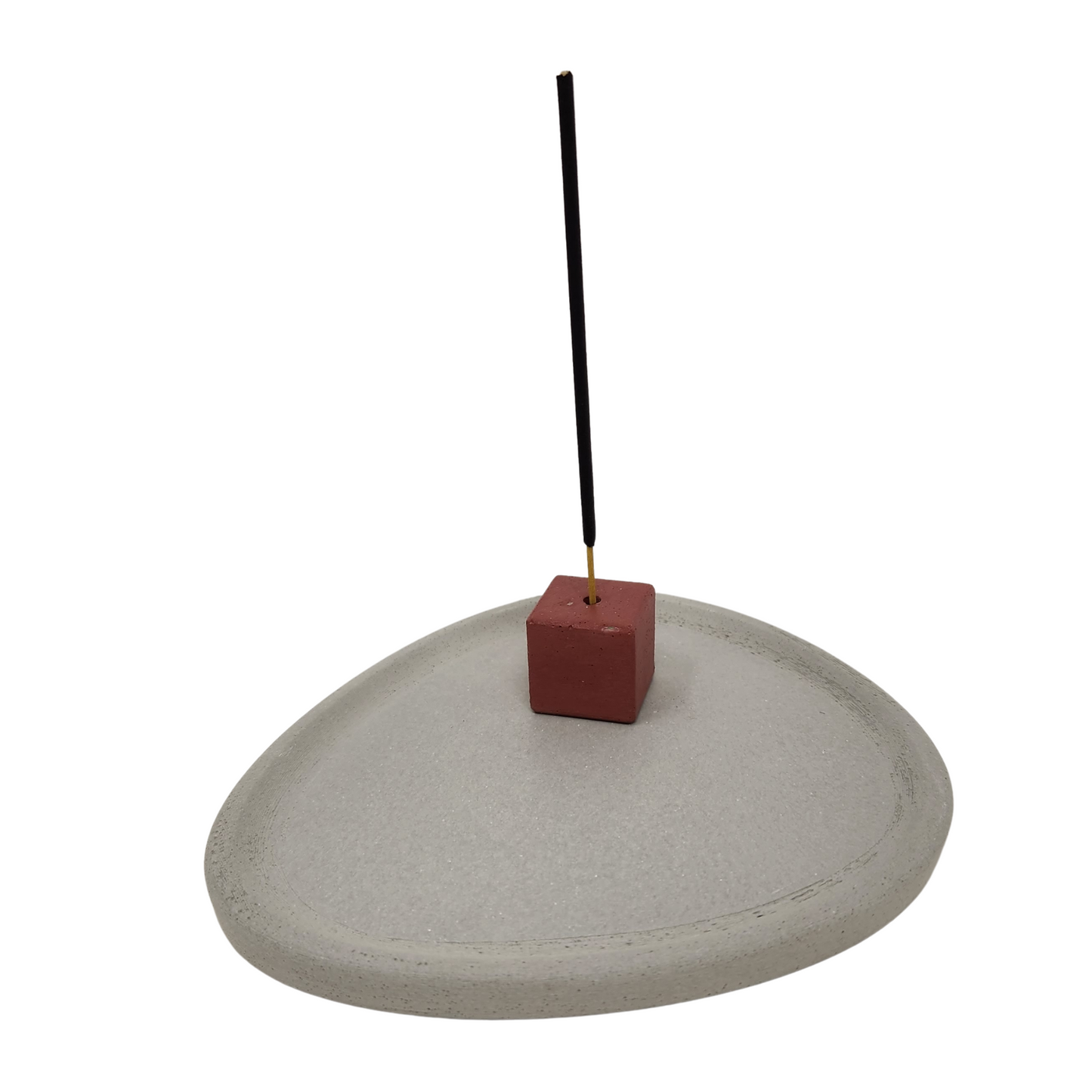 6" Incense Burner | Concrete Irregular Tray + Cube | Natural