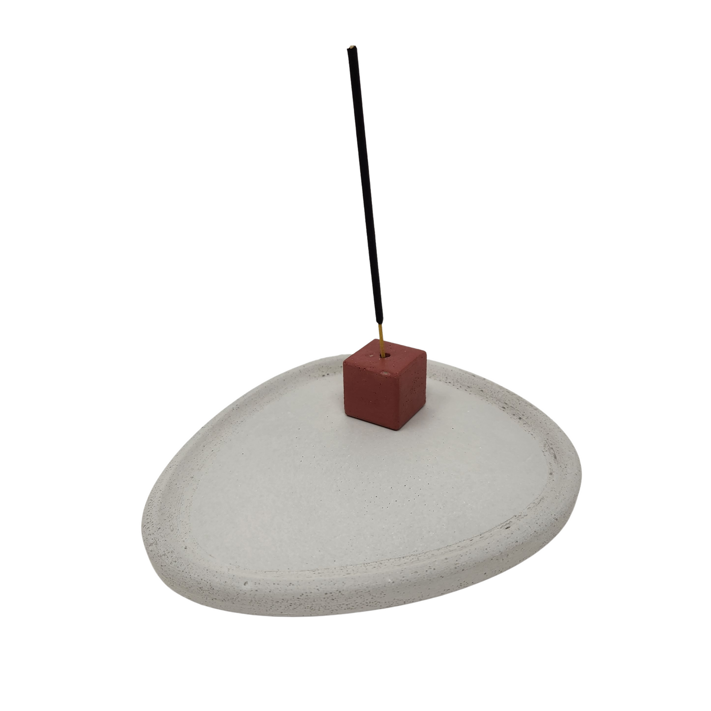 6" Incense Burner | Concrete Irregular Tray + Cube | Abalone