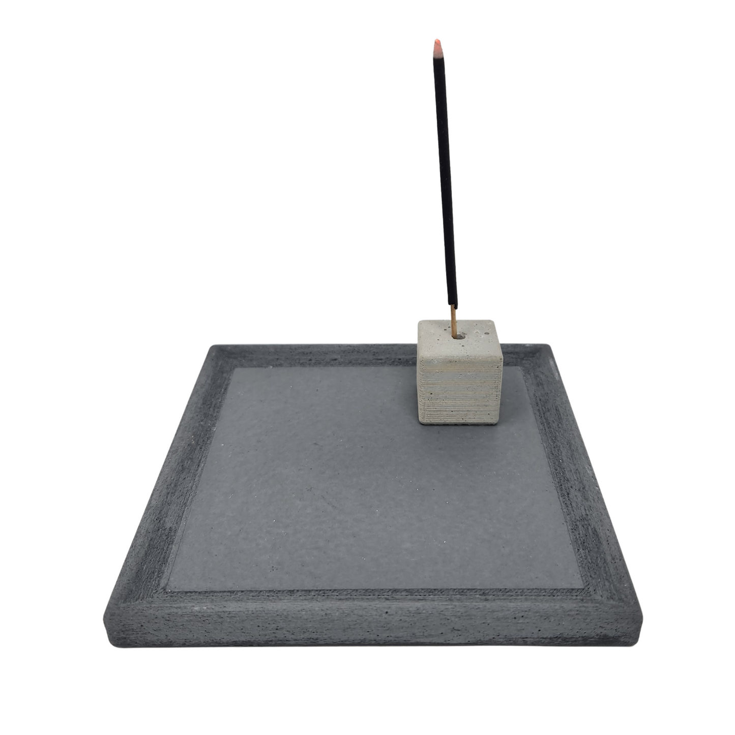 5" Incense Burner | Concrete Square Tray | Shadow