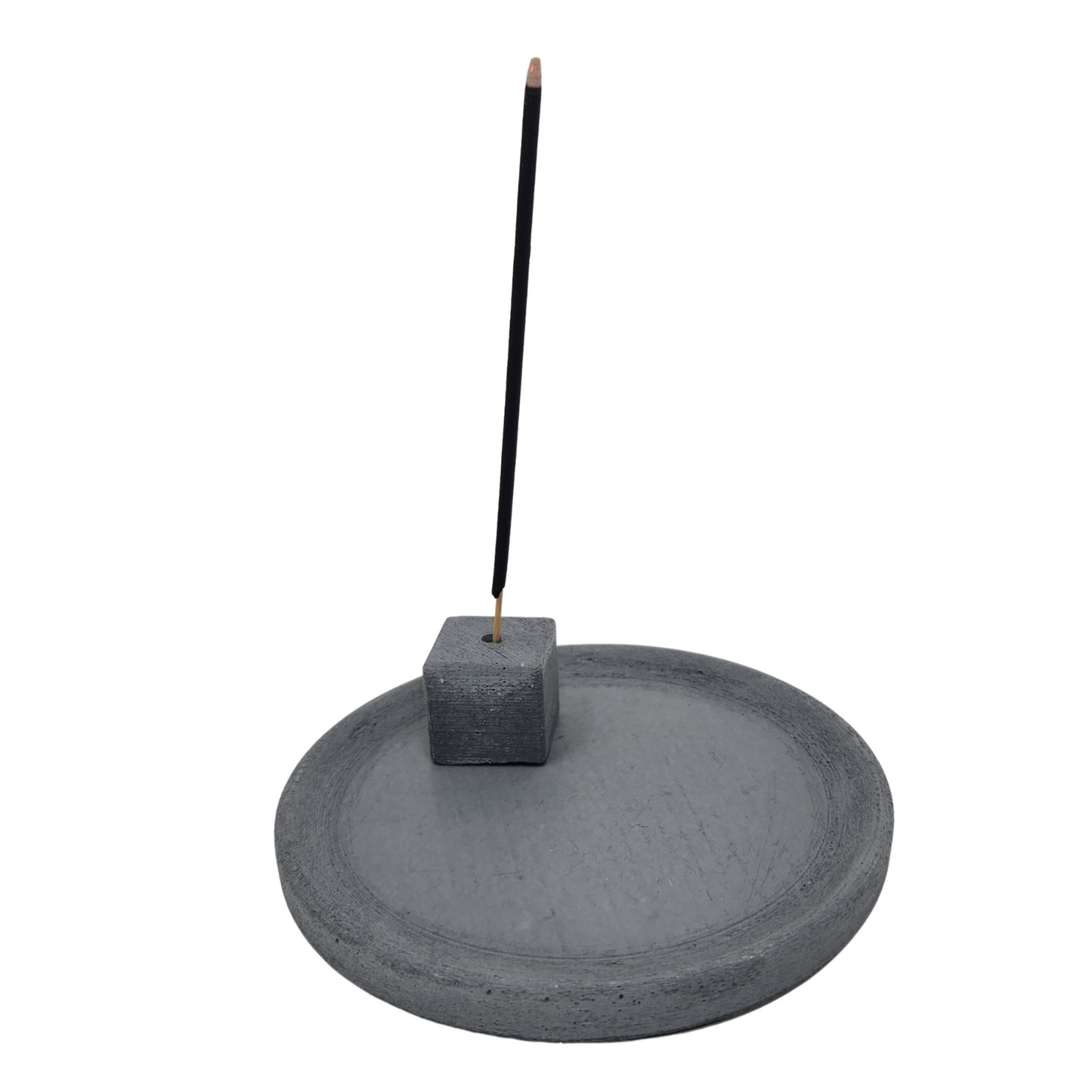 5" Incense Burner | Concrete Round Tray | Shadow