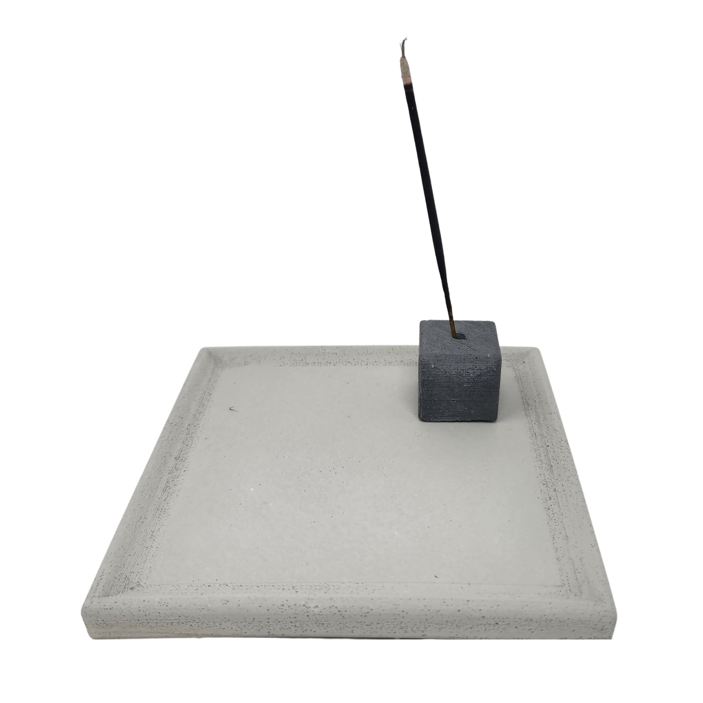 5" Incense Burner | Concrete Square Tray | Natural